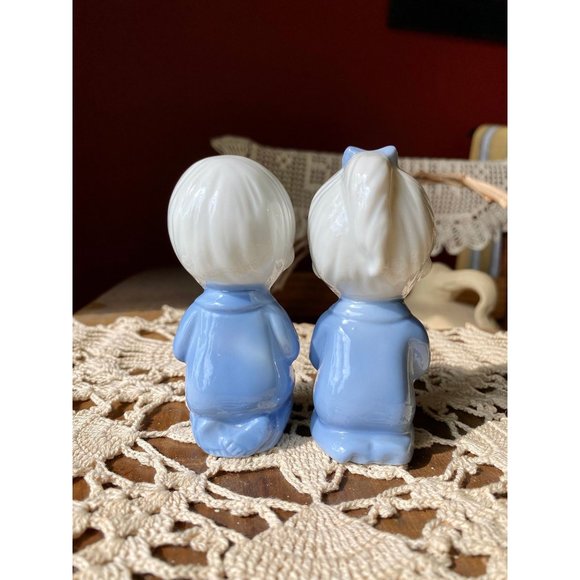 LEGO JAPAN PORCELAIN Boy Girl Figurines - Blue White - Praying - Reading - 1960s - Picture 2 of 8